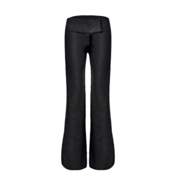 I AM GIA S Pants Black Flare Leg Mid Rise Coated Black Stretch Y2K Style - Picture 2 of 8